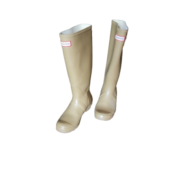 Hunter original tall rain boots color tan size 6M/7F socks included - Picture 6 of 10